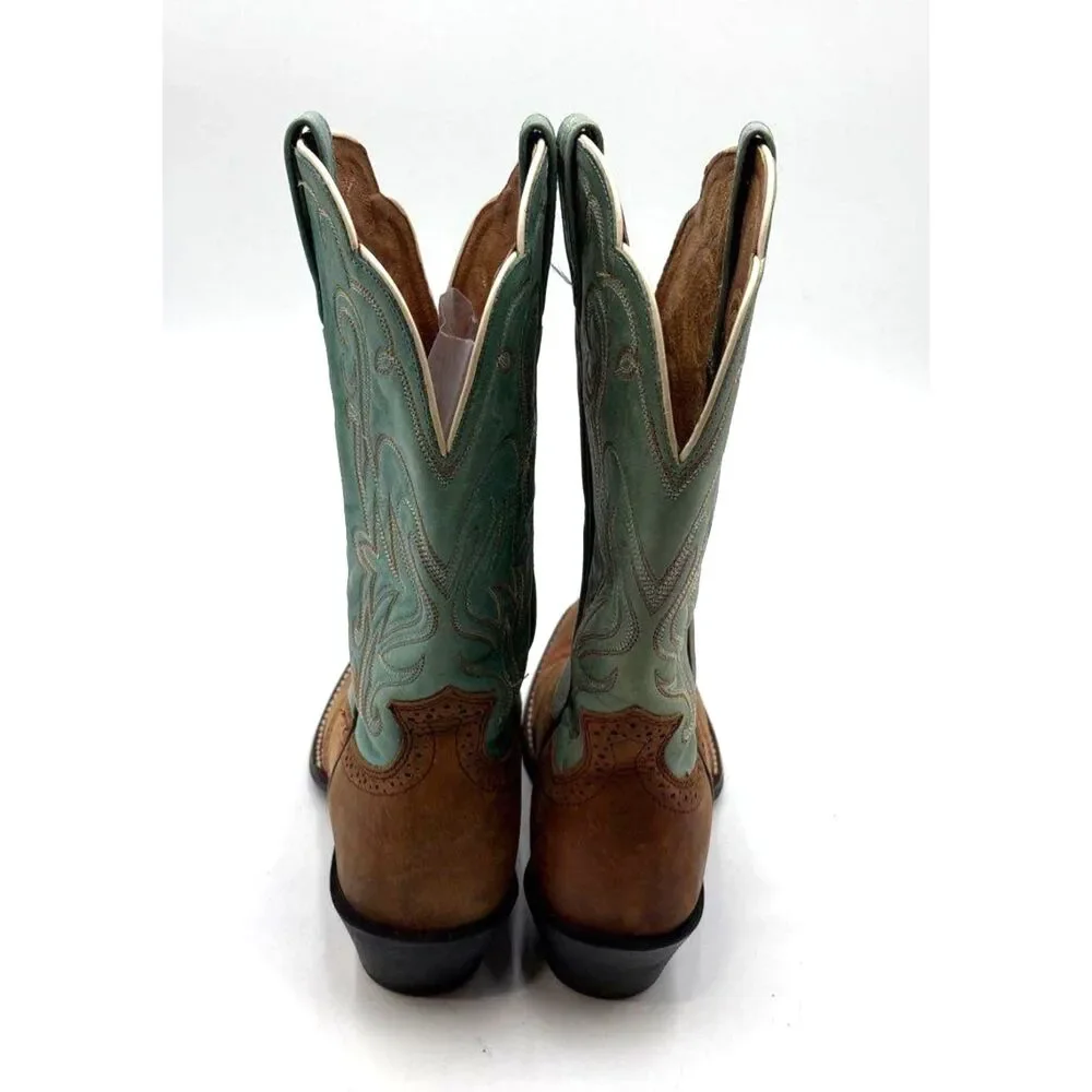 Ariat Women's 15840 Brown and Teal Leather Western Cowboy Boots Size 7.5B